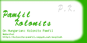 pamfil kolonits business card